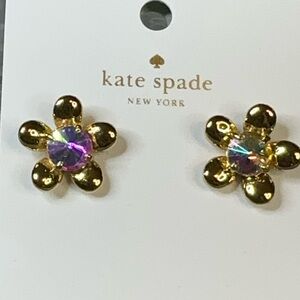 Kate Spade Gold Flower Earrings With Pouch